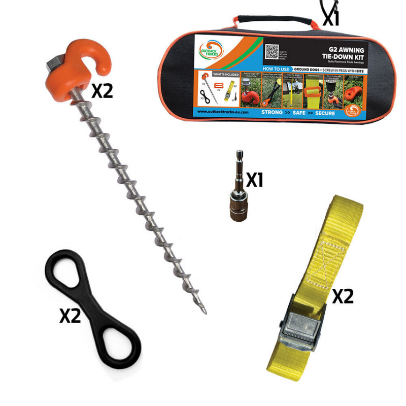 Load image into Gallery viewer, GROUND DOGS AWNING TIE DOWN KIT TO SUITE FIAMMA & THULE