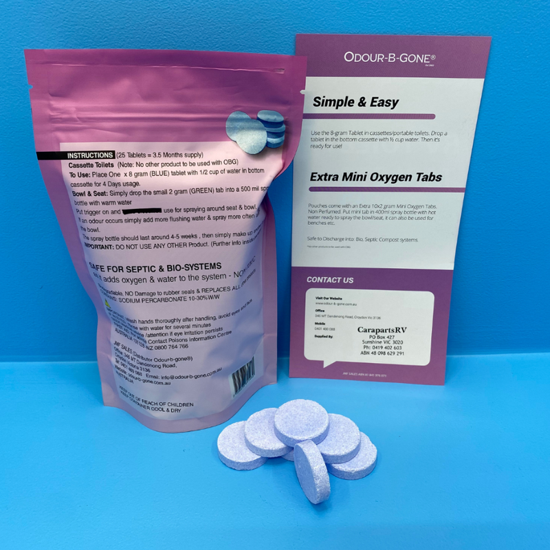 Load image into Gallery viewer, ODOUR-B-GONE 25 X 8G PACK TOILET TABLETS