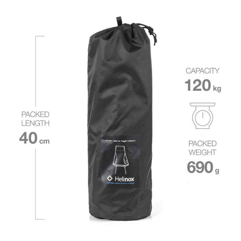 Load image into Gallery viewer, HELINOX CHAIR ZERO HIGHBACK BLACK WITH CYAN BLUE FRAME