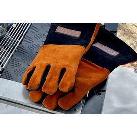 DRIFTA STOCKTON FIRE GLOVES LARGE - ORANGE BROWN + BLACK COW SUEDE