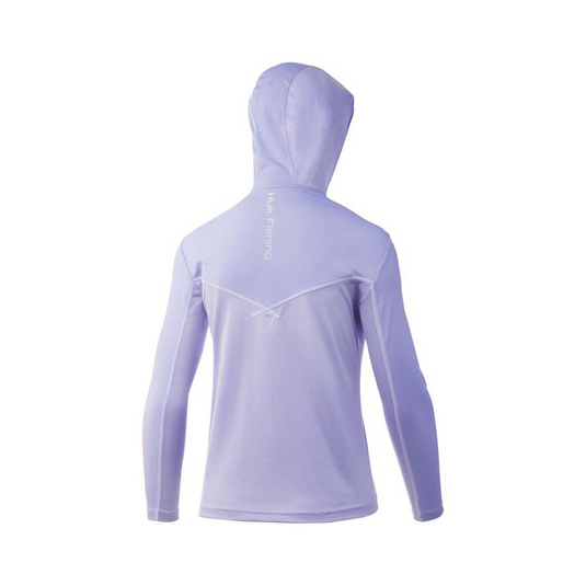 HUK ICON X SOLID HOODIE LONG SLEEVE SHIRT WOMENS [CLR:LAVENDER SZ:LARGE]