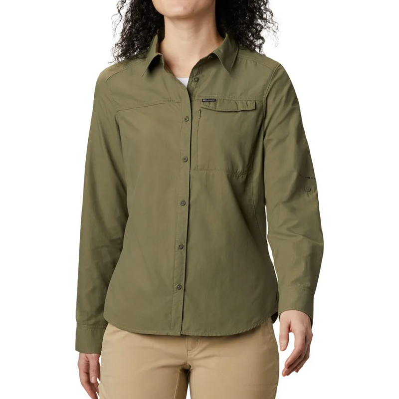 Load image into Gallery viewer, COLUMBIA SILVER RIDGE 2.0 LONG SLEEVE SHIRT WOMENS [CLR:STONE GREEN SZ:LARGE]
