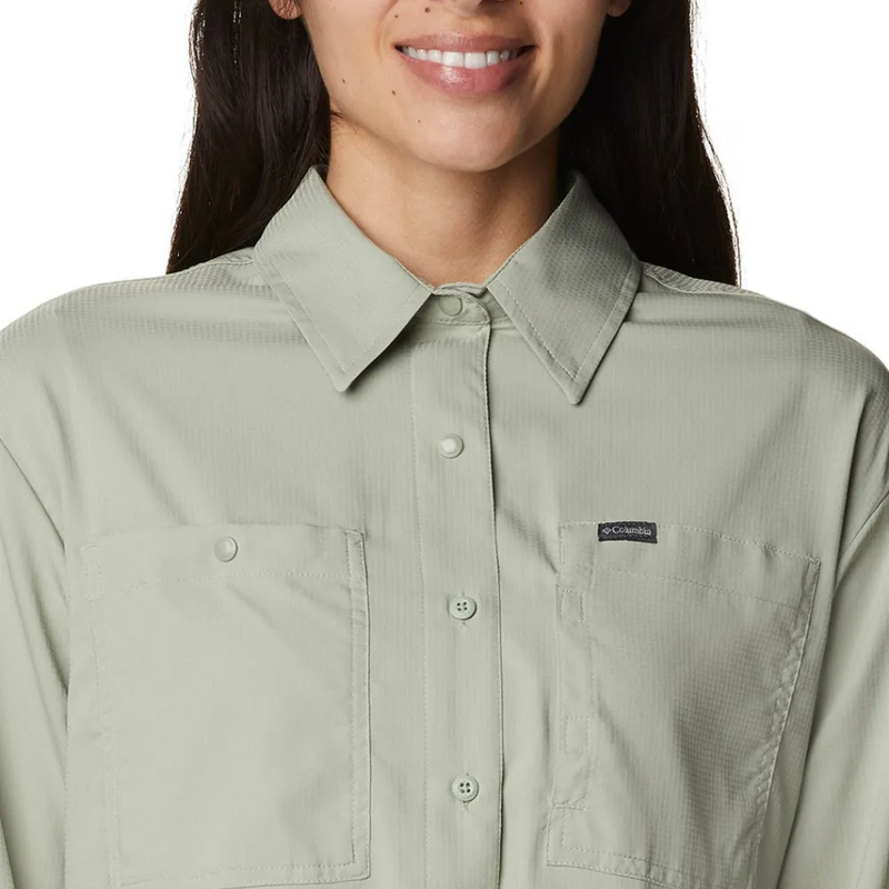 Load image into Gallery viewer, COLUMBIA WOMENS SILVER RIDGE LONG SLEEVED SHIRT [CLR:SAFARI SZ:LARGE]
