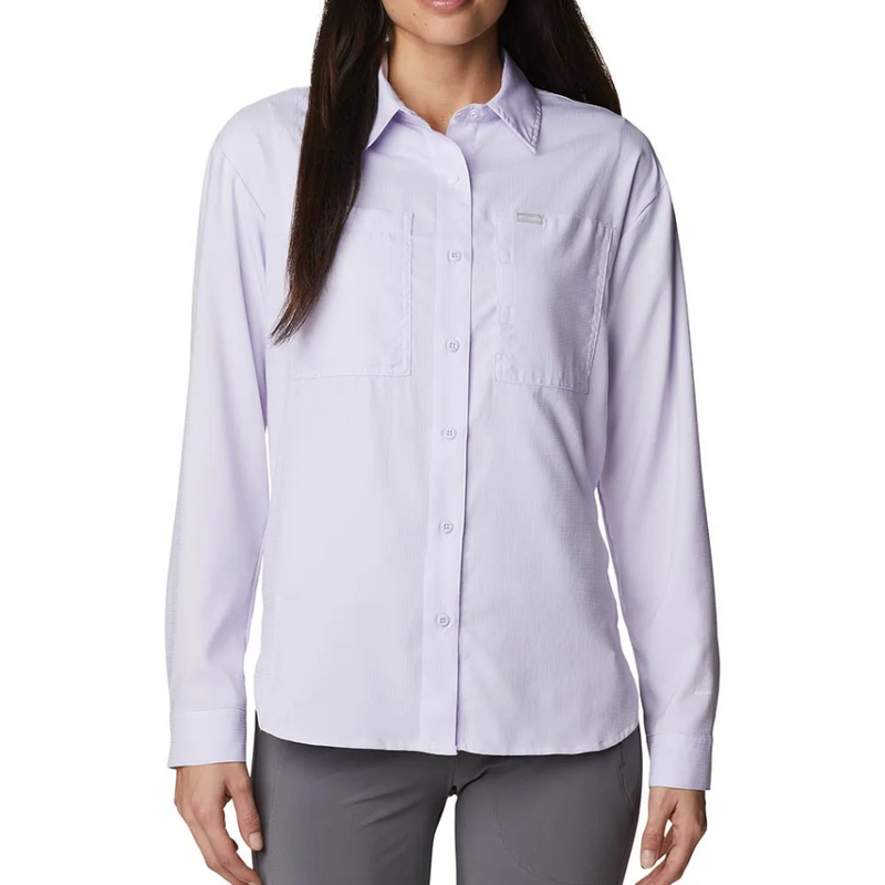 Load image into Gallery viewer, COLUMBIA WOMENS SILVER RIDGE LONG SLEEVED SHIRT [CLR:PURPLE TINT SZ:X-SMALL]
