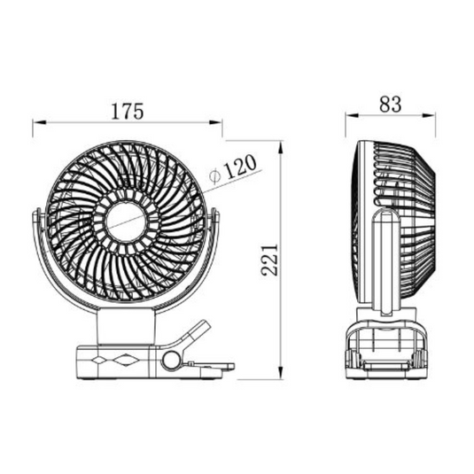 TRA WHITE USB PORTABLE CAMPING FAN WITH LED LIGHT AND REMOTE CONTROL