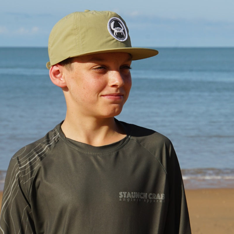 Load image into Gallery viewer, STAUNCH CRAB KIDS KHAKI CONTOUR UPF50+ LONG SLEEVE FISHING SHIRT [SZ:16]
