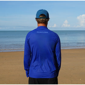 STAUNCH CRAB KIDS NAVY CONTOUR UPF50+ LONG SLEEVE FISHING SHIRT [SZ:16]