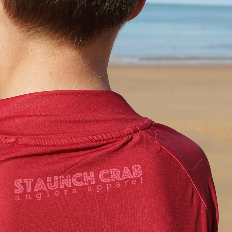 Load image into Gallery viewer, STAUNCH CRAB KIDS RED CONTOUR UPF50+ LONG SLEEVE FISHING SHIRT [SZ:16]
