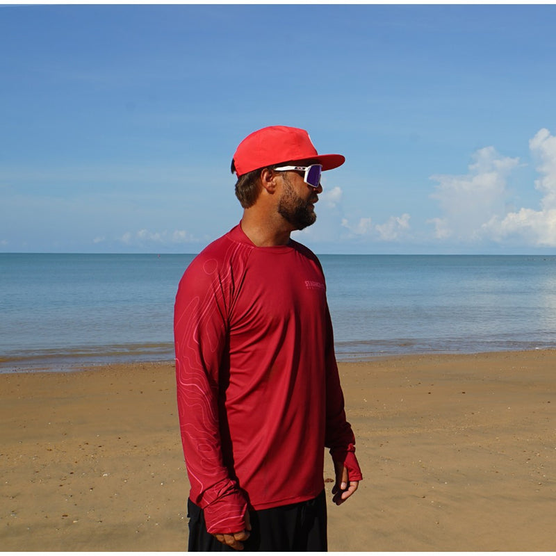 Load image into Gallery viewer, STAUNCH CRAB MENS RED CONTOUR UPF50+ LONG SLEEVE FISHING SHIRT MENS [SZ:SMALL]

