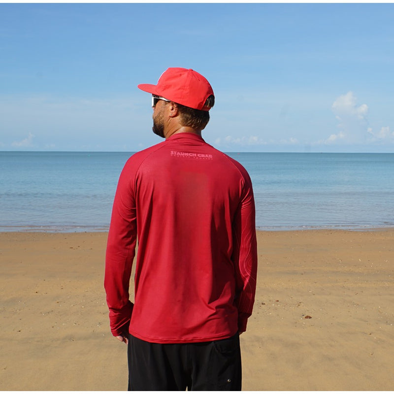 Load image into Gallery viewer, STAUNCH CRAB MENS RED CONTOUR UPF50+ LONG SLEEVE FISHING SHIRT MENS [SZ:X-LARGE]
