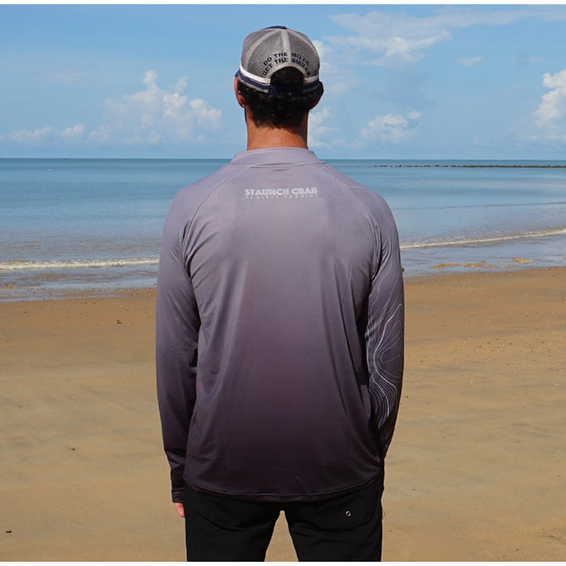 Load image into Gallery viewer, STAUNCH CRAB MENS GREY CONTOUR UPF50+ LONG SLEEVE FISHING SHIRT MENS [SZ:SMALL]

