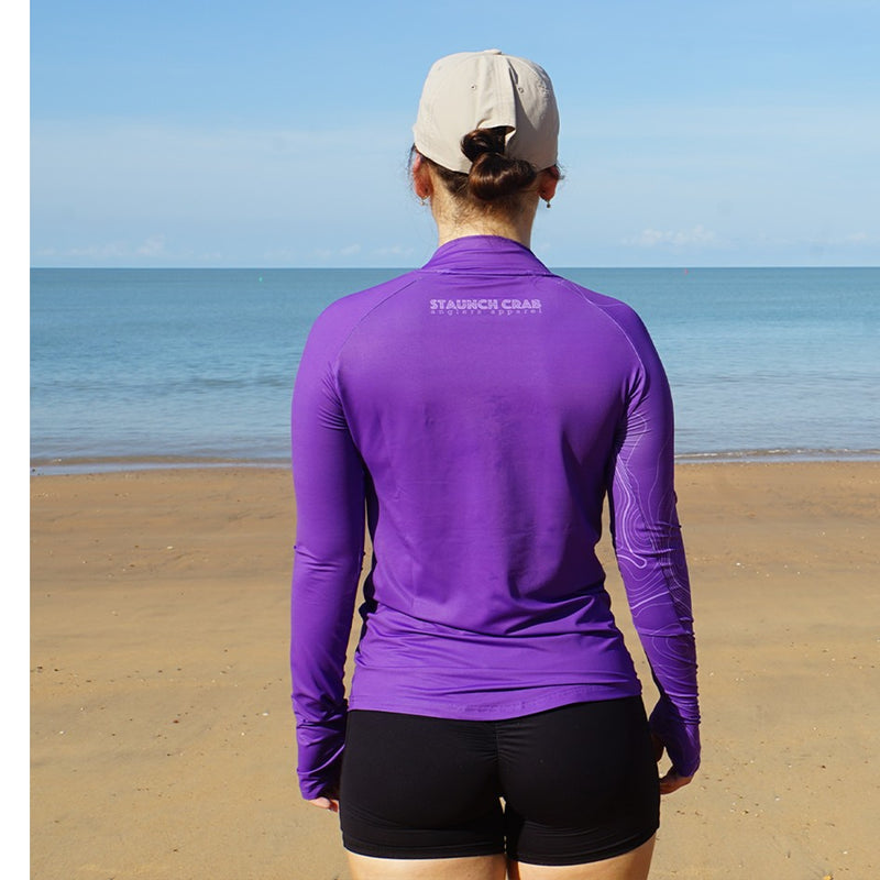 Load image into Gallery viewer, STAUNCH CRAB WOMENS VIOLET CONTOUR UPF50+ LONG SLEEVE FISHING SHIRT [SZ:SMALL]

