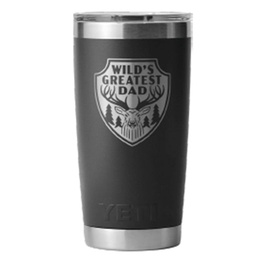 YETI RAMBLER 20OZ WITH MAGSLIDER WILDS GREATEST DAD [CLR:BLACK]