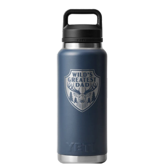 YETI RAMBLER BOTTLE 36OZ WILDS GREATEST DAD [CLR:NAVY]