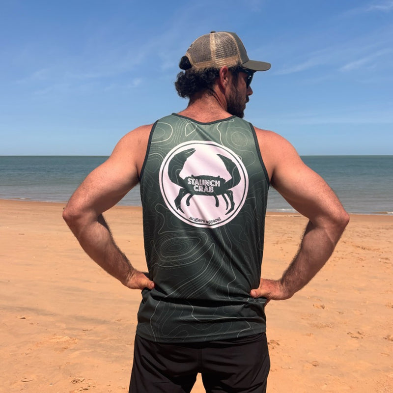 Load image into Gallery viewer, STAUNCH CRAB MENS KHAKI CONTOUR SINGLET [SZ:LARGE]
