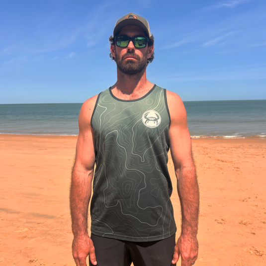 STAUNCH CRAB MENS KHAKI CONTOUR SINGLET [SZ:X-SMALL]