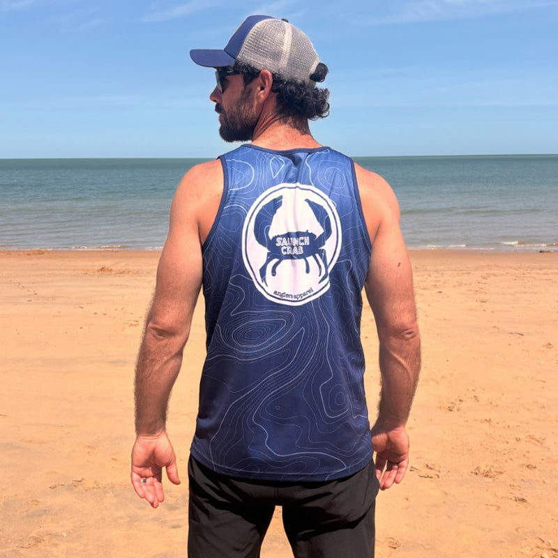 Load image into Gallery viewer, STAUNCH CRAB MENS BLUE CONTOUR SINGLET [SZ:3X-LARGE]
