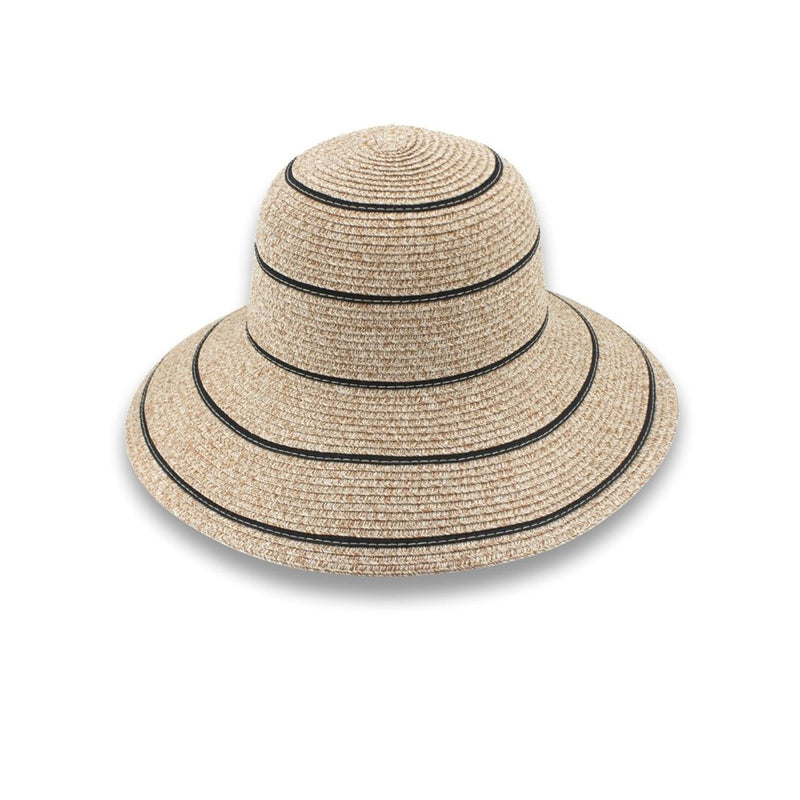 Load image into Gallery viewer, CANCER COUNCIL MARIAH BUCKET HAT BLACK / MIX CAMEL 58CM
