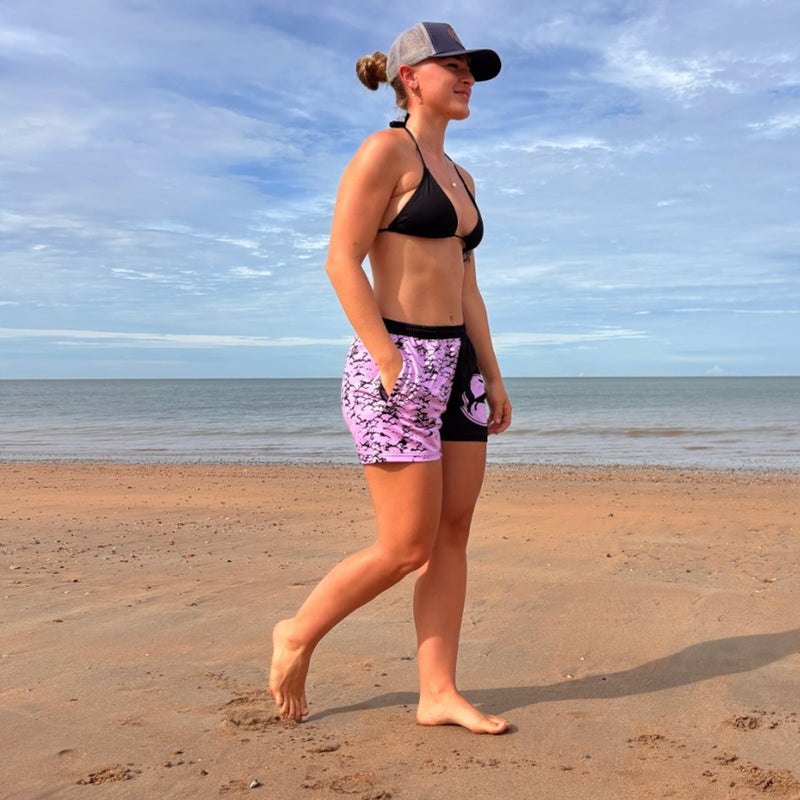 Load image into Gallery viewer, STAUNCH CRAB CHASE TO CHILL SHORTS BLACK &amp; PINK [SZ:2X-LARGE]
