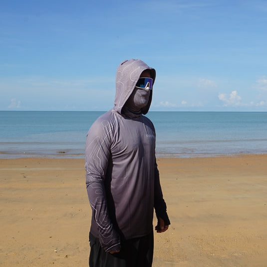 STAUNCH CRAB MENS GREY CONTOUR UPF50+ SAMURAI LONG SLEEVE FISHING SHIRT [SZ:SMALL]