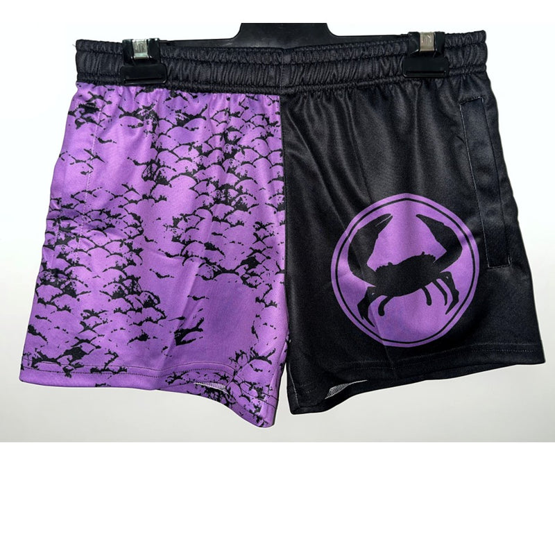 Load image into Gallery viewer, STAUNCH CRAB CHASE TO CHILL SHORTS BLACK/PURPLE [SZ:X-SMALL]
