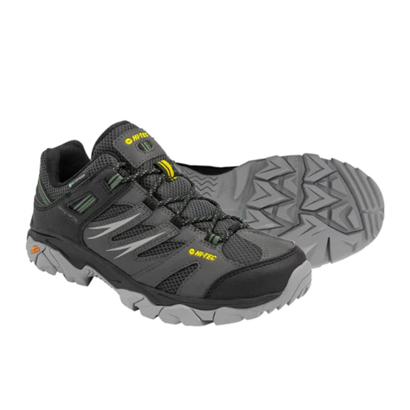 Load image into Gallery viewer, HI-TEC TARANTULA LOW WP HIKING BOOTS MENS [CLR:DARK SHADOW/CITRON/GREY SZ:12]
