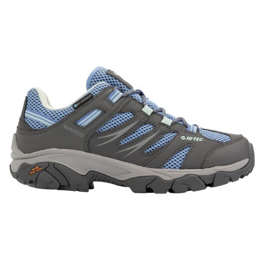 HI-TEC TARANTULA LOW WP HIKING SHOES WOMENS [CLR:GREY/CHARCOAL/CORNFLOWER SZ:7]