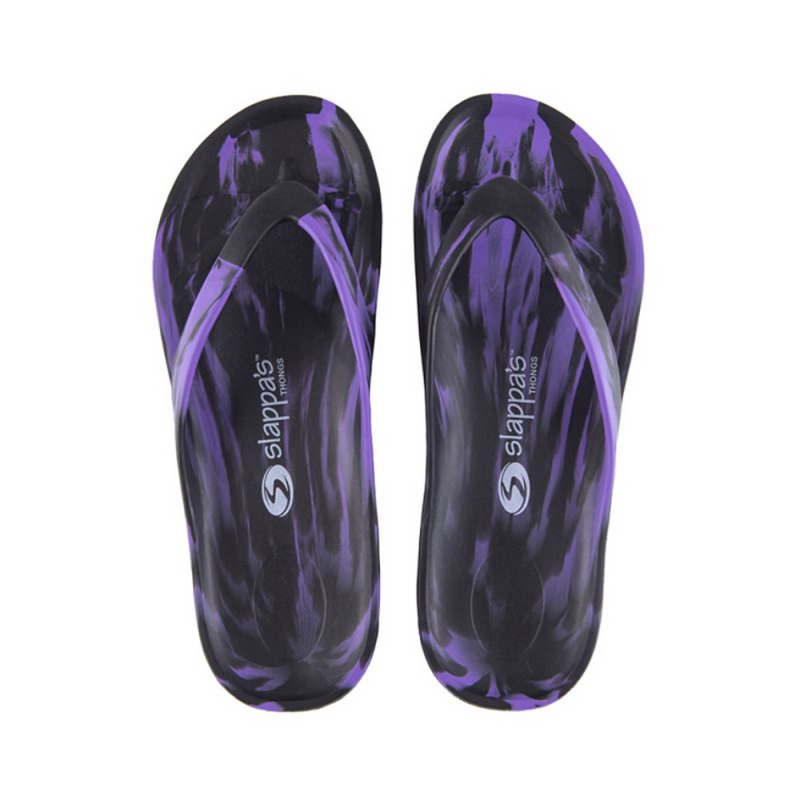 Load image into Gallery viewer, SLAPPA&#39;S THONGS BLACK &amp; PURPLE [SZ:40]
