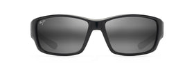 MAUI JIM LOCAL KINE SUNGLASSES SHINY BLACK WITH GREY AND MAROON THIN GLASS NEUTRAL GREY 
