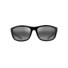 MAUI JIM NUU LANDING GLOSS BLACK W/ BLACK RUBBER THIN GLASS GREY