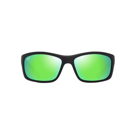 MAUI JIM KANAIO COAST SUNGLASSES MATTE BLACK/GREEN THIN GLASS MAUIGREEN