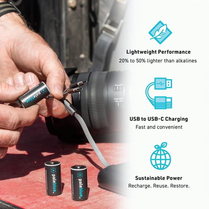 Load image into Gallery viewer, PALEBLUE LITHIUM ION RECHARGEABLE CR123A BATTERIES 
