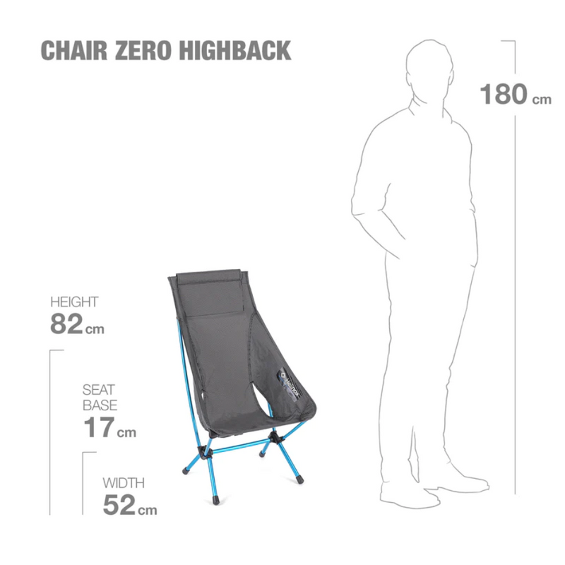 Load image into Gallery viewer, HELINOX CHAIR ZERO HIGHBACK BLACK WITH CYAN BLUE FRAME
