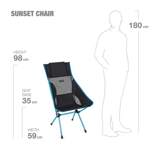 HELINOX SUNSET CHAIR BLACK WITH CYAN BLUE FRAME