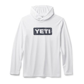 YETI WAVE LOGO BADGE HOODED LS SHIRT [CLR:WHITE SZ:SMALL]