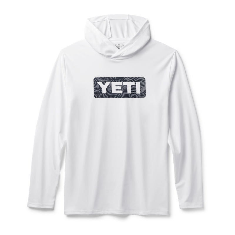 Load image into Gallery viewer, YETI WAVE LOGO BADGE HOODED LS SHIRT [CLR:WHITE SZ:MEDIUM]
