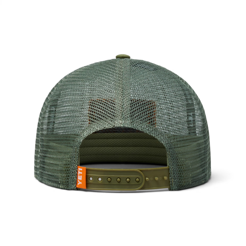 Load image into Gallery viewer, YETI VELCRO BADGE FLAT BRIM MESH HAT OLIVE 
