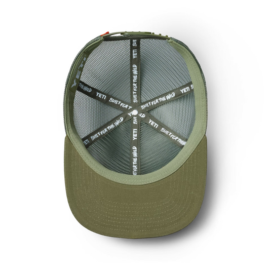 YETI VELCRO BADGE FLAT BRIM MESH HAT OLIVE 