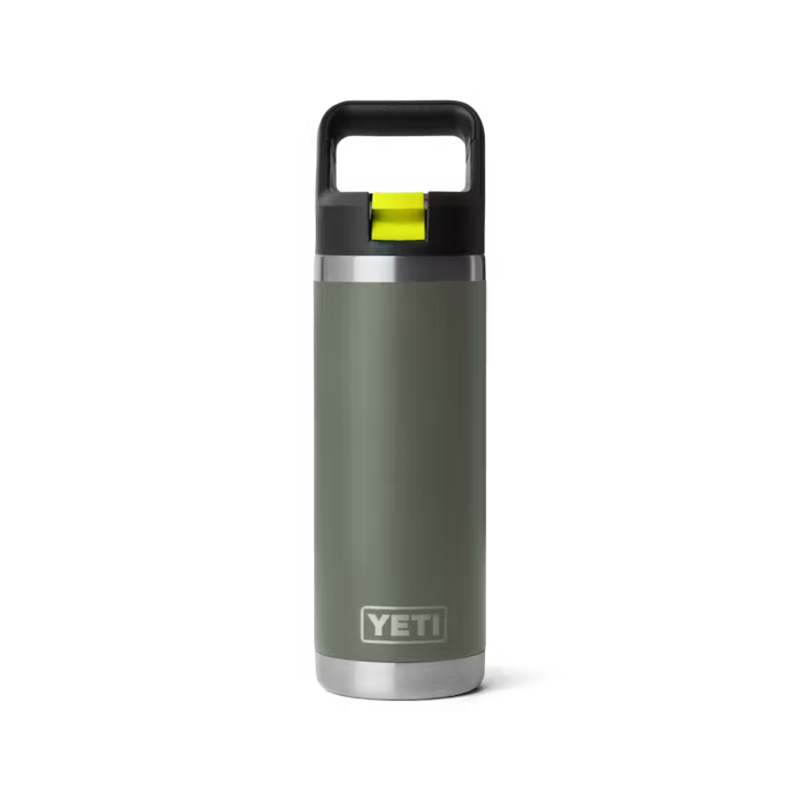 Load image into Gallery viewer, YETI RAMBLER BOTTLE 18oz 532ml WITH STRAW CAP [CLR:CAMP GREEN/FIREFLY YELLOW]
