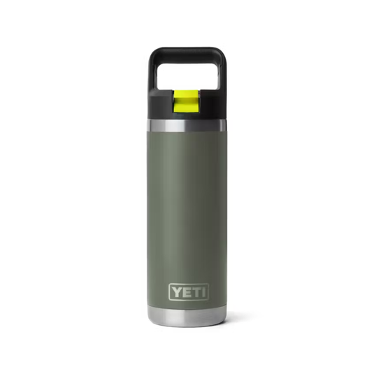YETI RAMBLER BOTTLE 18oz 532ml WITH STRAW CAP [CLR:CAMP GREEN/FIREFLY YELLOW]