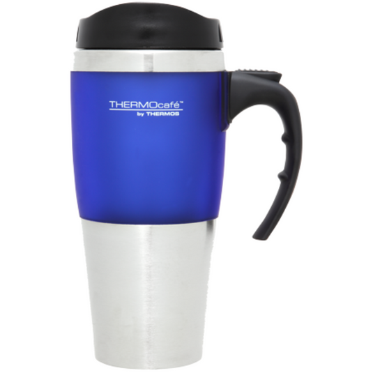 THERMOS THERMOCAFE DOUBLE WALL TRAVEL MUG BLUE