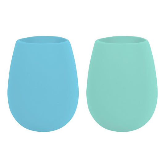 AVANTI SILICONE STEMLESS WINE GLASS SET OF 2 [CLR:BLUE / MINT]