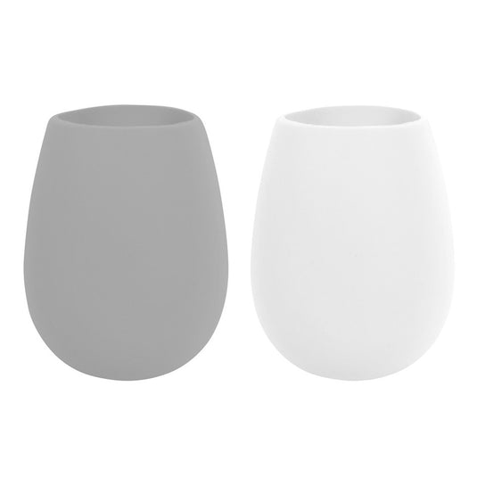 AVANTI SILICONE STEMLESS WINE GLASS SET OF 2 [CLR:WHITE / GREY]
