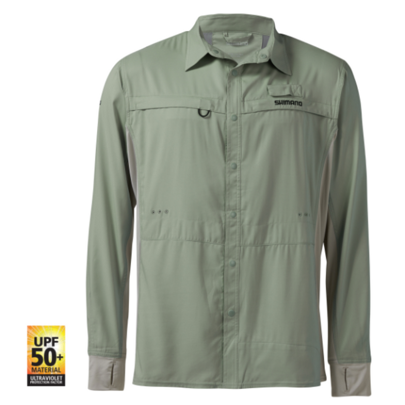 Load image into Gallery viewer, SHIMANO PRO STRETCH VENTED MENS FISHING SHIRT UPF50+ [CLR:SEAFOAM SZ:SMALL]
