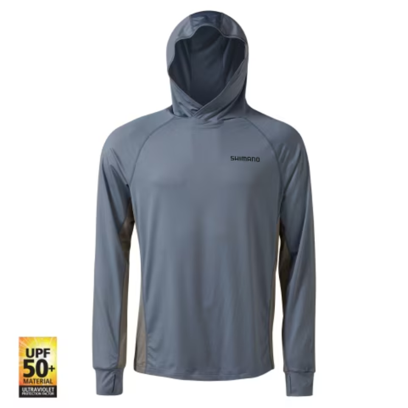 Load image into Gallery viewer, SHIMANO HOODED LONG SLEEVE TECH TEE CORPORATE COOL GREY [SZ:SMALL]
