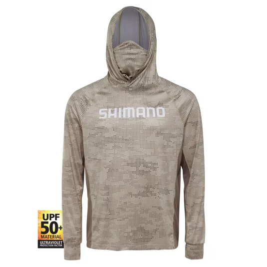 SHIMANO HOODED LONG SLEEVED TECH TEE [CLR:OATMEAL DOT CAMO SZ:SMALL]