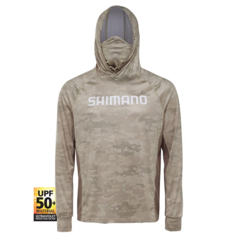 Load image into Gallery viewer, SHIMANO HOODED LONG SLEEVED TECH TEE [CLR:OATMEAL DOT CAMO SZ:2X-LARGE]
