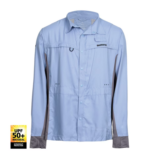 SHIMANO PRO STRETCH VENTED MENS FISHING SHIRT UPF50+ [CLR:CLOUDBURST SZ:LARGE]