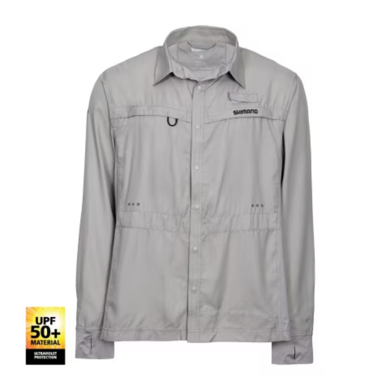 Load image into Gallery viewer, SHIMANO PRO STRETCH VENTED MENS FISHING SHIRT UPF50+ [CLR:PALOMA GREY SZ:MEDIUM]
