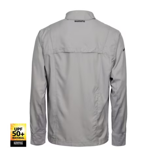 SHIMANO PRO STRETCH VENTED MENS FISHING SHIRT UPF50+ [CLR:PALOMA GREY SZ:MEDIUM]